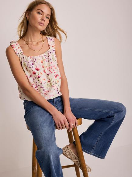 Mint Velvet Floral Bubble Hem Top, Pink - view 2, Pink
