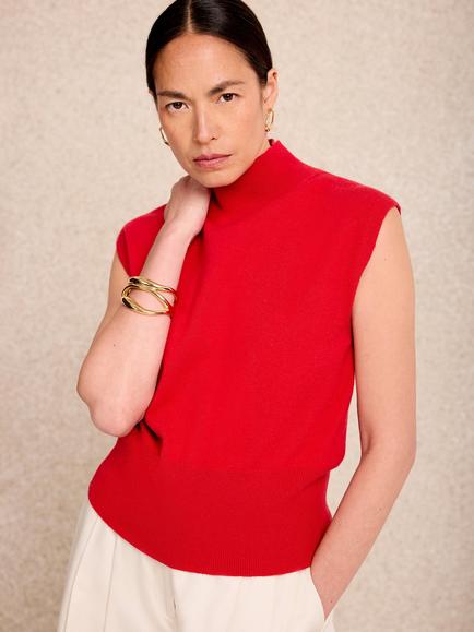 Mint Velvet Sleeveless Knit Top, Red - view 2, Red