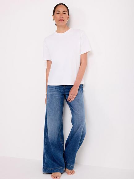 Mint Velvet Cotton Clean Crew Neck T-Shirt, White Ivory - view 2, White Ivory