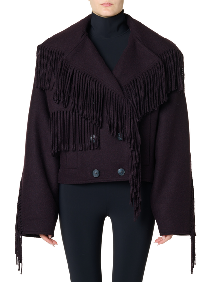 IRO Cropped Wool Blend Caban Jacket, Dark Red, Dark Red
