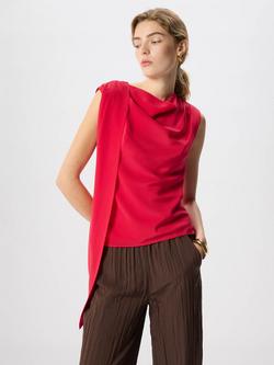 Whistles Cowl Neck Sleeveless Silk Drape Top, Red, Red