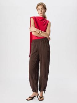 Whistles Cowl Neck Sleeveless Silk Drape Top, Red - view 2, Red