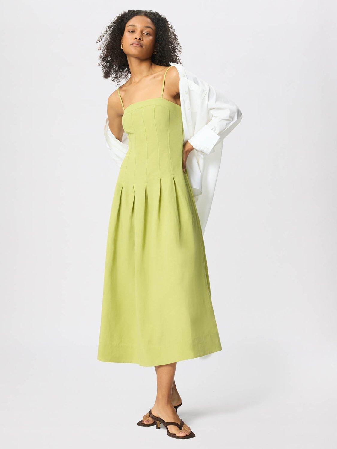 Whistles Linen Blend Fit and Flare Midi Dress containing TENCEL