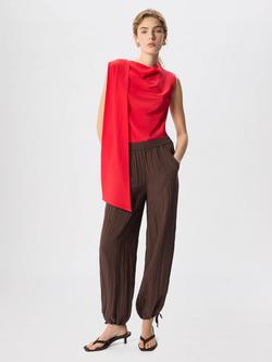 Whistles Tie Hem Balloon Trousers, Brown, Brown