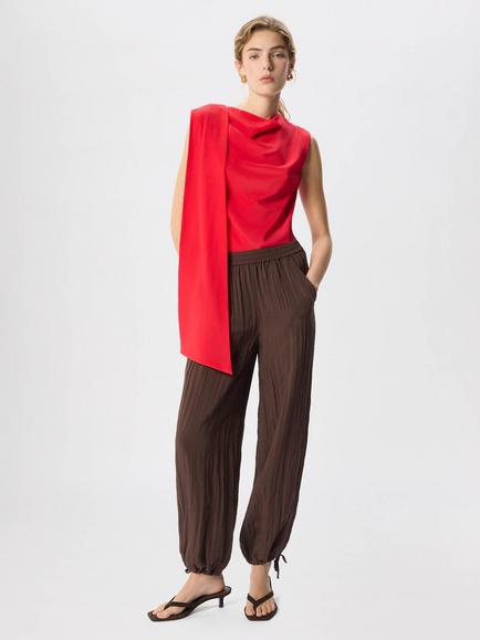 Whistles Tie Hem Balloon Trousers, Brown, Brown