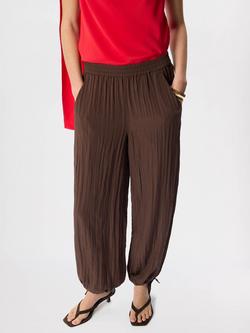 Whistles Tie Hem Balloon Trousers, Brown - view 2, Brown