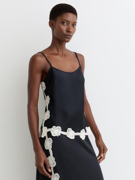 Reiss Doa Embroidered Cami, Navy, Navy