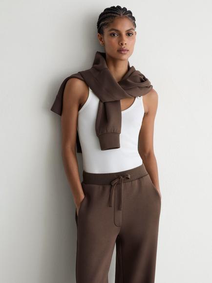 Reiss Laney Wide Leg Joggers, Mocha Brown - view 2, Mocha Brown