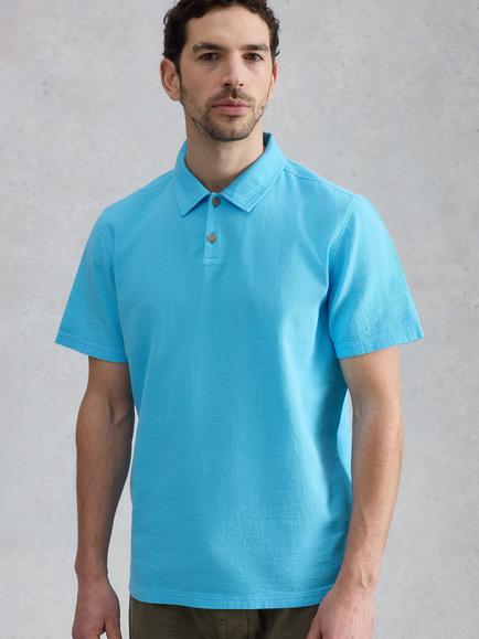 White Stuff Anderby Cotton Polo Shirt, Mid Blue