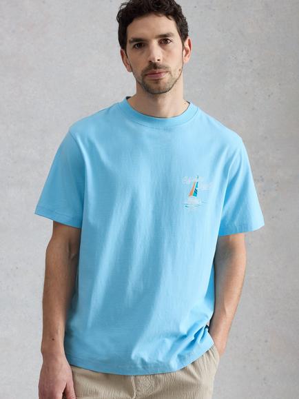 White Stuff Horsham Crew Neck Cotton T-Shirt, Blue/Multi, Blue/Multi