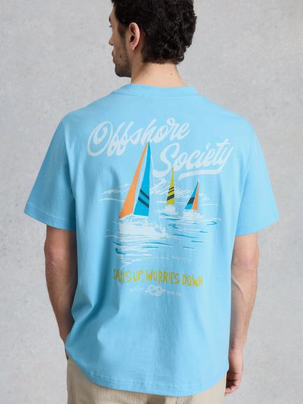 White Stuff Horsham Crew Neck Cotton T-Shirt, Blue/Multi - view 2, Blue/Multi