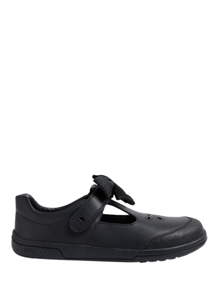 Bobux Kids' Bubbles Leather T-Bar School Shoes, Black, Black