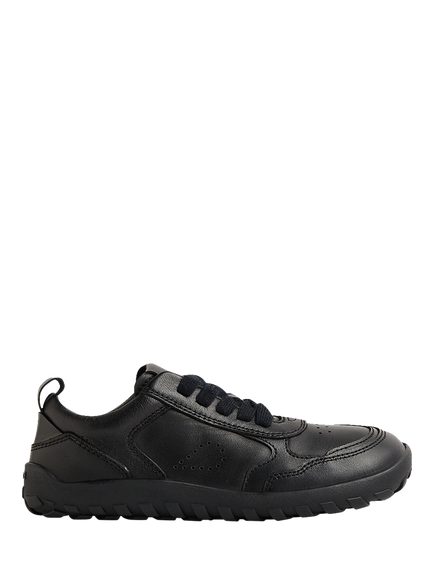 Bobux Kids' Neox Leather Trainer School Shoes, Black, Black