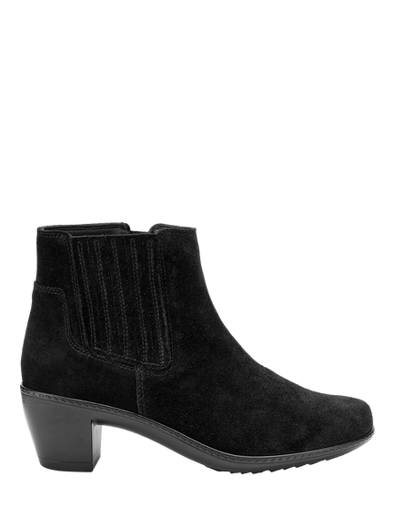 Hotter Aldine Wide Fit Suede Ankle Boots, Black, Black
