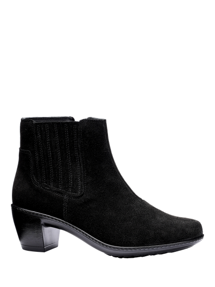 Hotter Aldine Wide Fit Suede Ankle Boots, Black - view 2, Black