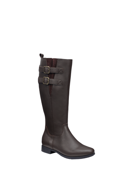 Hotter Bamburgh Leather Classic Knee High Boots - view 2, Chocolate
