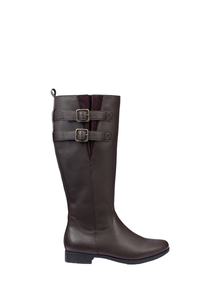 Hotter Bamburgh Wide Fit Leather Classic Knee High Boots, Chocolate, Chocolate
