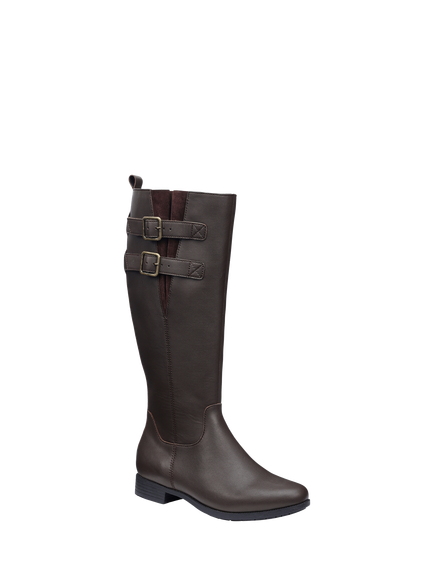 Hotter Bamburgh Wide Fit Leather Classic Knee High Boots, Chocolate - view 2, Chocolate