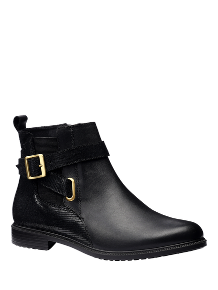 Hotter Bexley Wide Fit Leather Animal Print Detail Ankle Boots - view 2, Black