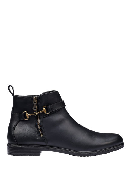 Hotter Iona Wide Fit Leather Ankle Boots, Black, Black