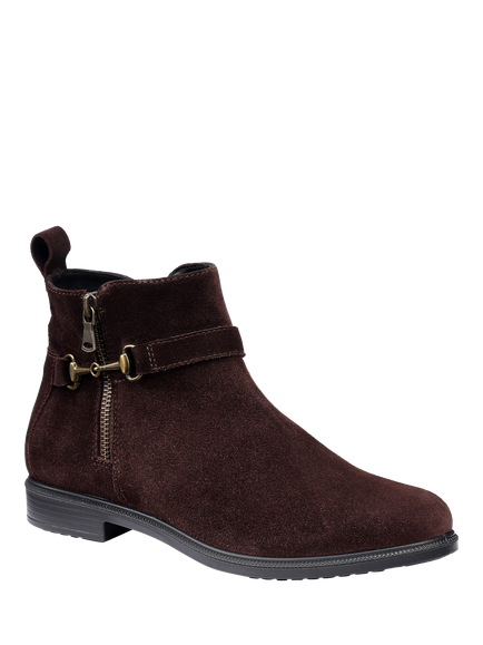 Hotter Iona Wide Fit Suede Ankle Boots, Chocolate - view 2, Chocolate