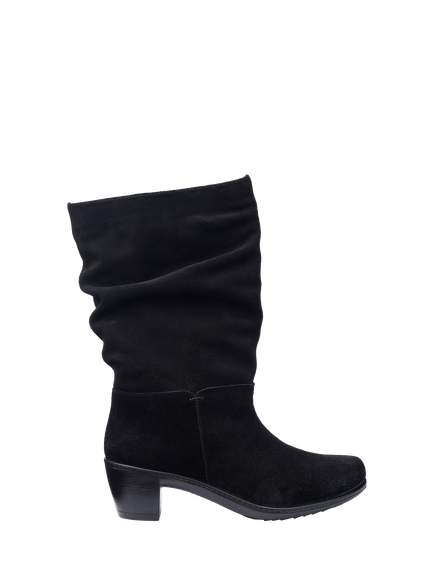 Hotter Rhone Suede Slouchy Calf Boots, Black