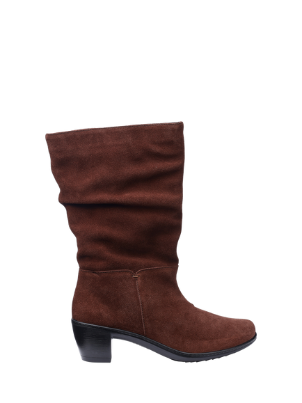 Hotter Rhone Suede Slouchy Calf Boots, Chocolate