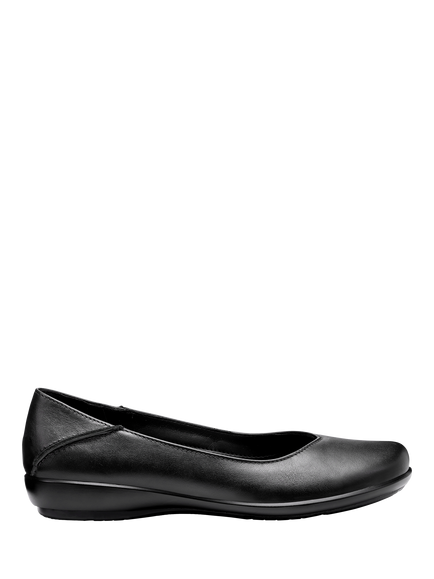 Hotter Birdie Extra Wide Fit Smart Leather Ballerina Flat Shoes, Black