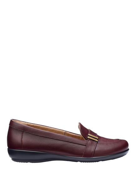 Hotter Clay Leather Moccasin Inspired Slip Ons, Dark Cherry, Dark Cherry