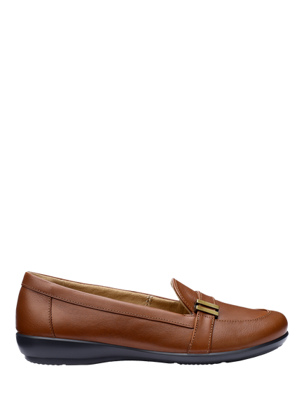 Hotter Clay Extra Wide Fit Leather Moccasin Inspired Slip Ons, Rich Tan, Rich Tan