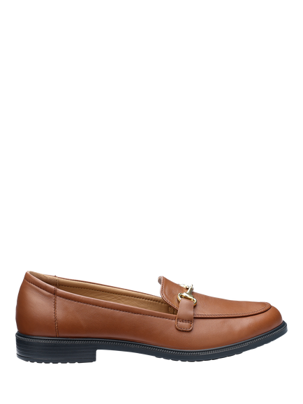 Hotter Clovelly Leather Loafers, French Navy, Rich Tan