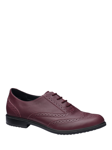 Hotter Echo Smart Leather Brogues - view 2, Dark Cherry