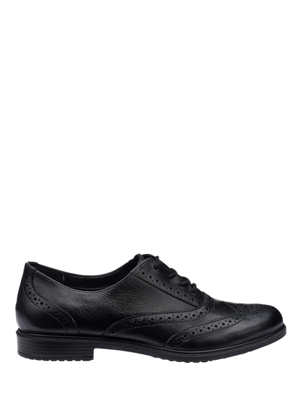Hotter Echo Wide Fit Smart Leather Brogues, Black