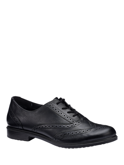 Hotter Echo Wide Fit Smart Leather Brogues - view 2, Black