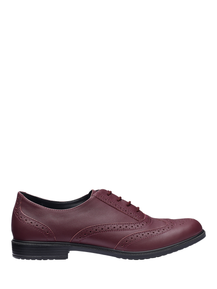 Hotter Echo Wide Fit Smart Leather Brogues, Dark Cherry