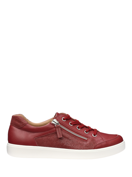 Hotter Chase II Leather Zip and Go Trainers, Rhubarb