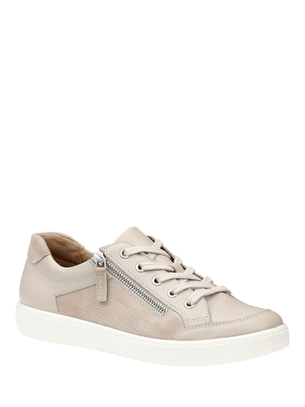Hotter Chase II Wide Fit Leather Zip and Go Trainers - view 2, Cement