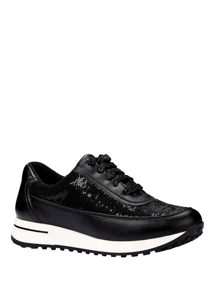 Hotter Gleam Wide Fit Sequin Detail Trainers, Black - view 2, Black