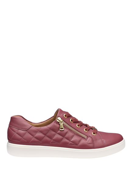 Hotter Wonder Quilted Leather Metallic Eyelet Shoes, Dark Rose