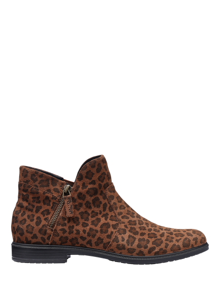 Hotter Ludlow Suede Leopard Print Ankle Boots, Multi, Multi