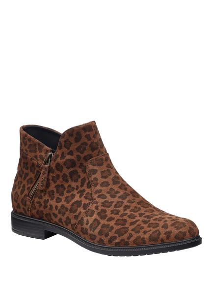 Hotter Ludlow Suede Leopard Print Ankle Boots, Multi - view 2, Multi