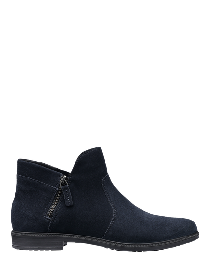 Hotter Ludlow Wide Fit Suede Ankle Boots, Navy, Navy