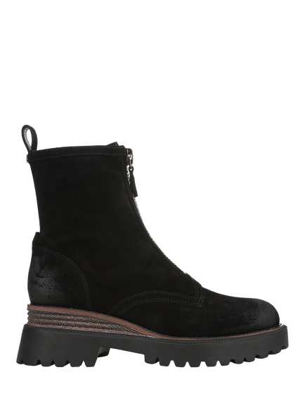 Sam Edelman Grove Suede Zip-Front Ankle Boots, Black