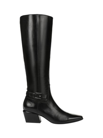 Sam Edelman Haisley Leather Blend Pointed Toe Knee High Boots, Black, Black