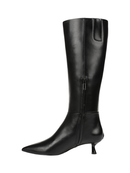 Sam Edelman Renee Leather Kitten Heel Knee High Boots - view 2, Black