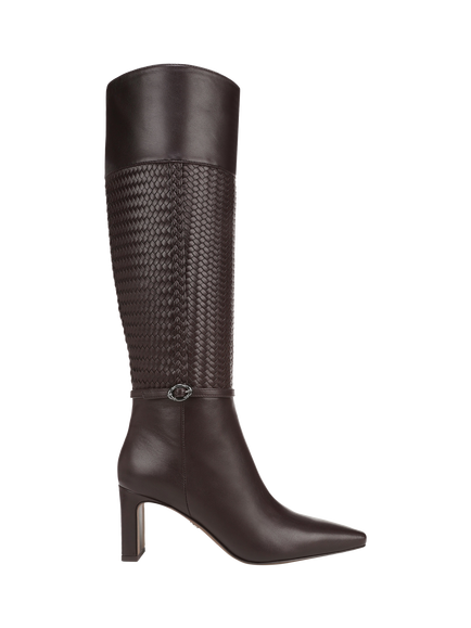 Sam Edelman Sylvia Woven Leather Knee High Boots, Cafe Noir, Cafe Noir