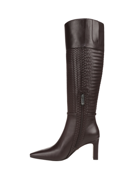 Sam Edelman Sylvia Woven Leather Knee High Boots, Cafe Noir - view 2, Cafe Noir