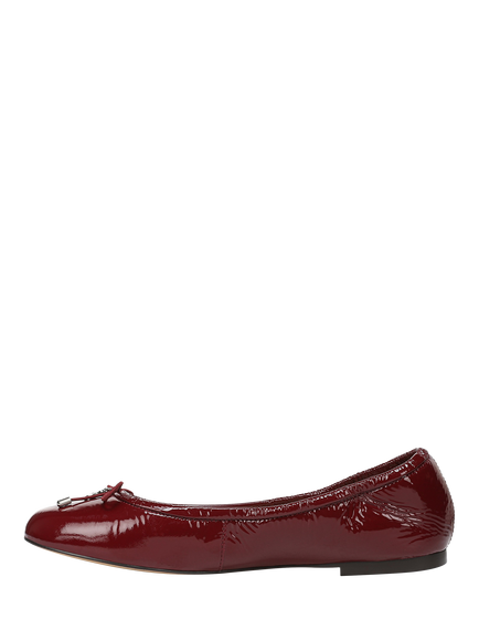 Sam Edelman Felicia Leather Elasticated Ballerina Pumps, French Merlot - view 2, French Merlot