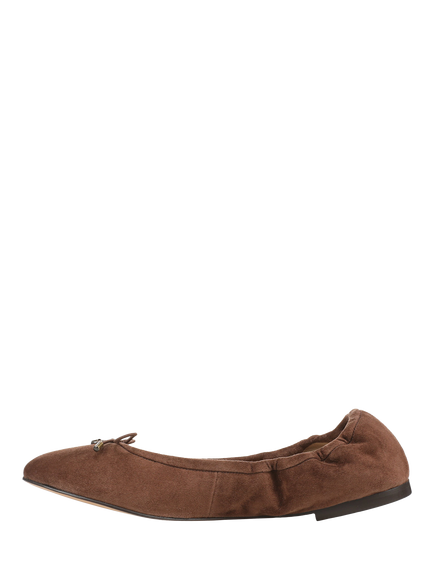 Sam Edelman Felicia Suede Elasticated Ballerina Pumps, Java Brown - view 2, Java Brown