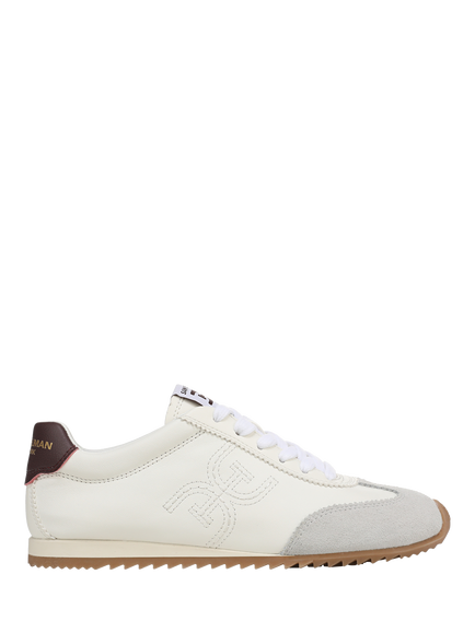 Sam Edelman Isella 2 Suede Lace Up Trainers, Optic White/Plum Wine